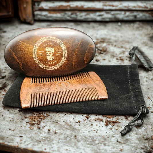 Mens Beard Care Growth Serum Set | Beard Growth Oil | Brush and Comb Set