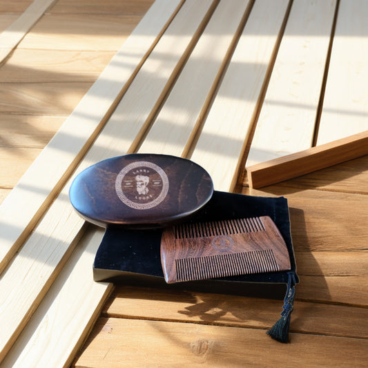 Bamboo Beard Comb & Shaving Brush Grooming Kit